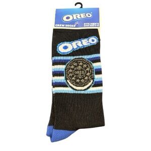 Oreo Cookie Striped Black & Blue Crew Socks NEW SZ 6-12